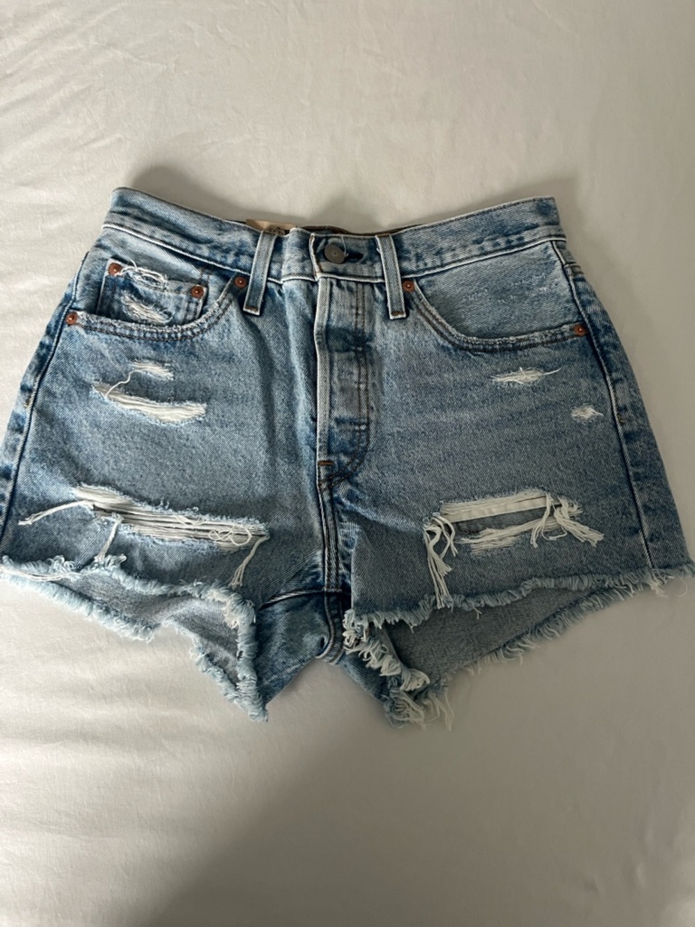 Levi's Light Blue Distressed Denim Cutoff Shorts